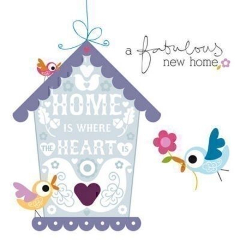 Fantastic new home card designed by the Art Group. This beautiful card features a bird house and small birds surrounding it. The artwork is colourful and quirky. Provided by Paper Rose, the envelope is a dark blue and the size is 6
